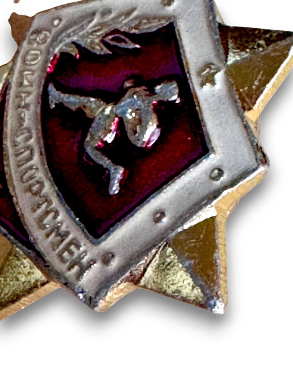 Vintage USSR Military Athlete Badge I Class Red & Gold Running Figure Star Pin - Picture 5 of 15